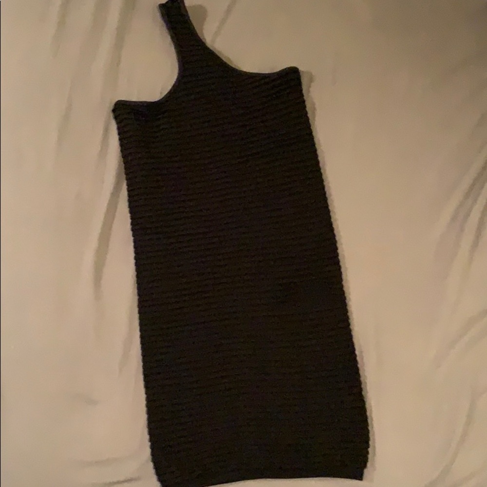 BCBG black ribbed mini dress